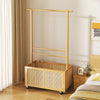 Tall Bamboo Clothes Rack Hanging Rail Coat Stands Open Wardrobe Storage Basket