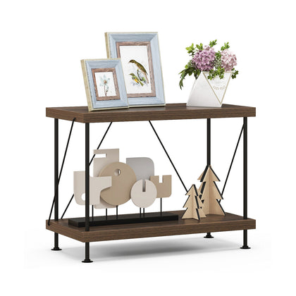 2-Tier Multipurpose Display Rack Industrial Bookshelf Home Storage Shelving Unit