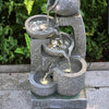 Solar Cascading Fountain Outdoor Garden Water Feature LED Stone Jug Statue Decor