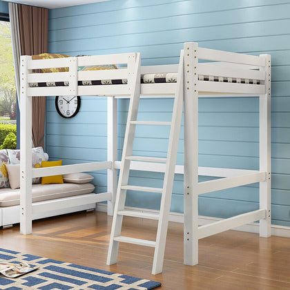 3FT Kids Wooden Cabin Bed High Sleeper Bed Frame Storage Bedframe with Ladder UK