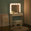 Modern White Dressing With Two Drawers Mirror Lights Makeup Desk Vanity Set