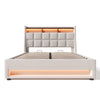 6FT SUPER KING OTTOMAN BED FRAME WITH STORAGE, LED LIGHTING, USB TYPE-C, BEIGE