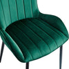 2 Pcs Velvet Dining Chair Modern Padded Seat Breakfast Chair Dining Room Green