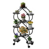 Heavy Duty Metal Plant Stand Double Layer Flower Pot Rails Rack Wheeled Casters