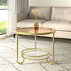 Teal Colour Round Side Table 2Tier Coffee End Table Nightstand Shelf Living Room