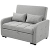 2 Seater Sofa Bed, Convertible Bed Settee Fabric Loveseat Sofa Couch, Grey