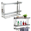 Stainless Steel Double Chrome Towel Rail Holder Wall Mounted Bathroom Rack Shelf