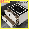 LED Bedside Table with 2 Drawers Wireless Charging Side Cabinet Nightstand