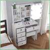 Vanity Dressing Table with Dimmable LED Light Sliding Mirror Shelves Makeup Desk