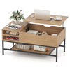 Lift Top Coffee Table Living Room Table w/ Storage Shelf-Natural