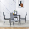 Small Space Dining Set 5Pcs Square Gray Glass Dining Table+ 4 Dining Chairs Set