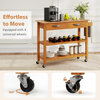 Kitchen Island on Wheels Storage Trolley Cart Drawer Shelves Countertop Brown