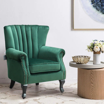 Accent Chair Armchair Upholstered Fabric Velvet Single Sofa Lounge Chair Green