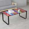 Rainbow Tempered Glass Rectangle Coffee Table Side End Table Metal Base Leg