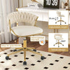 360° Swivel Home Office Desk Chair Upholstered Computer Chair-Beige
