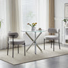 Set of 2 Boucle Dining Chairs with Oversized Seat Round Kitchen Chairs Grey