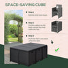 10 Seater Cube Rattan Dining Set W/ Cushions Glass Top Table Black