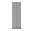 2 Door Wardrobe Grey Modern Narrow Storage Hanging Rail Shelf Storage