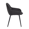 2x Grey Velvet Dining Chairs Tufted Dining Room Armchairs Soft Padded Seat Metal