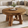 31.5-Inch Round Coffee Table, Solid Wood Center Table with Thickened Tabletop