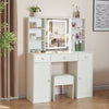Dressing Table W/ 3Drawers HD Mirror Stool Set Makeup Desk Vanity Table Bedroom