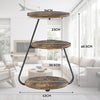 3 Tier Side Table Small Round Coffee Table with 3 Colour LED Lights Rustic Brown