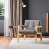 Linen Fabric Armchair Solid Wooden Frame Padded Cushion Seat Retro Single Sofa