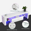 160cm White High Gloss TV Stand Cabinet Unit with RGB LED 2 Storage Doors