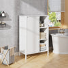Bathroom Organizer White Wooden Iron Shelf Large Capacity w Dirty Clothes Basket