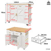 ROLLING KITCHEN ISLAND WITH DROP LEAF TOP, 2 STORAGE DRAWERS & SPICE RACK, WHITE