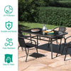 Black Tempered Glass Garden Dining Table Outdoor Large Coffee Table+Parasol Hole