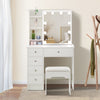 White Dressing Table Wood Makeup Desk with Mirror 5 Drawers Stool Shelf Bedroom