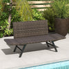 Metal Frame Wicker Couch Patio Convertible Sofa for 2-Grey