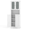 Tempered Glass Door Pantry Cabinet Tall Storage Cabinet-White