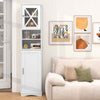 Narrow Corner Floor Cabinet 67” Tall Bathroom Cabinet with 2 Doors-White