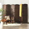 6 Panel Room Divider Privacy Screen Wall Folding Partition Hand-woven Rattan