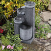 4-Tier Bowl Water Feature Outdoor Solar Powered LED Lights Garden Patio Fountain