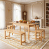 Extendable Dining Table 120-160cm Large Wooden Kitchen Desk & 2 Benches 2 Stools