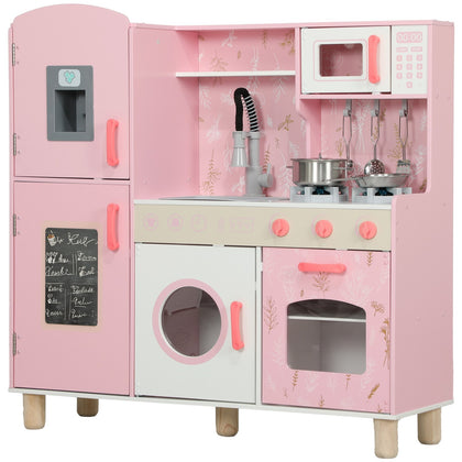 AIYAPLAY Play Kitchen Kids Kitchen Set with Lights and Sounds, Pink