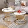 Nesting Coffee Table Set of 2 Marble Effect Side End Table for Living Room