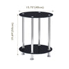 Nest of 3 Black Clear Tempered Glass Side End Lamp Sofa Tables Nested Tables