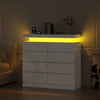 High Gloss Chest of 8 Drawers White with RGB LED Lights Bedroom Bedside Cabinet