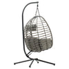 Hanging Rattan Basket Swing Chair Indoor Outdoor Egg Chair Seat Cushion w/ Stand