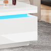 LED Coffee Table White High Gloss Wooden Living Room Furniture with 1 Drawer