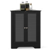 Corner Storage Cabinet with Double Shutter Doors-Black