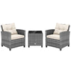 3 PCS Patio Furniture Set Outdoor Patio Rattan Sofa Set W/ Soft Seat White