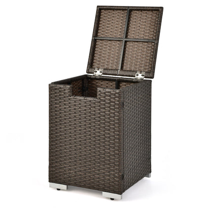2-in-1 Outdoor Hideaway Propane Gas Tank Cover Patio Rattan Storage Side Table