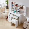 White Dressing Table MDF Makeup Desk Dresser with Slide Mirror 6 Drawers Stool