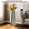 68cm Tall Floor Vase Sparkle Diamond Crushed Crystal Silver Mirrored Floor Vase