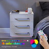High Gloss Bedside Table RGB LED Bedside Cabinet 2/3 Drawers Nightstand
